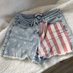 JUDY BLUE Patriotic 4th of July denim Jean shorts